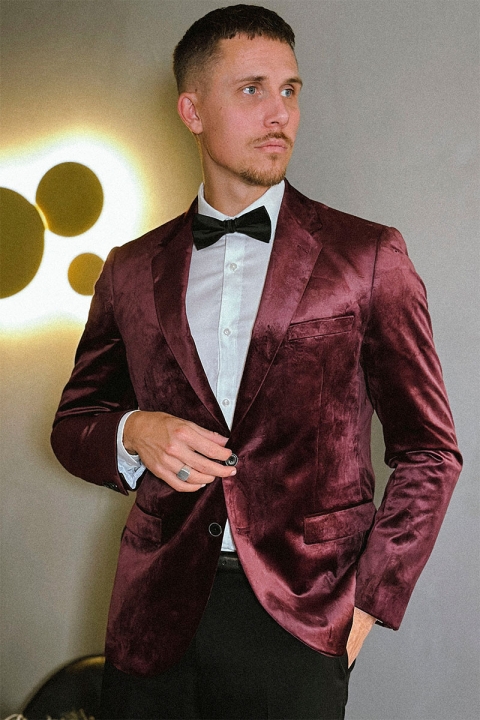 JEFF George Velour Blazer Bordeaux