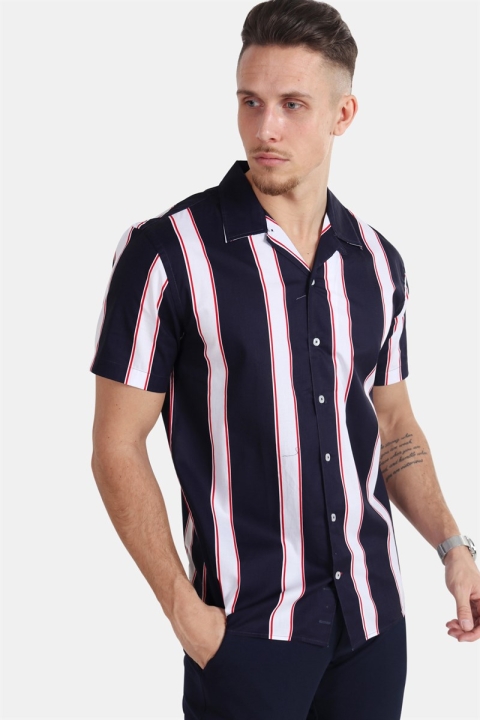 Kronstadt Cuba S/S Gr.89 Skjorte Navy/White/Red