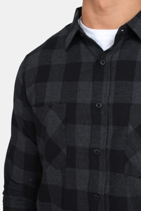 URBAN CLASSICS Checked Flanell Skjorte Black/Charcoal