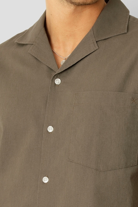 Clean Cut Copenhagen Bowling Cotton Linen Shirt SS Dusty Green