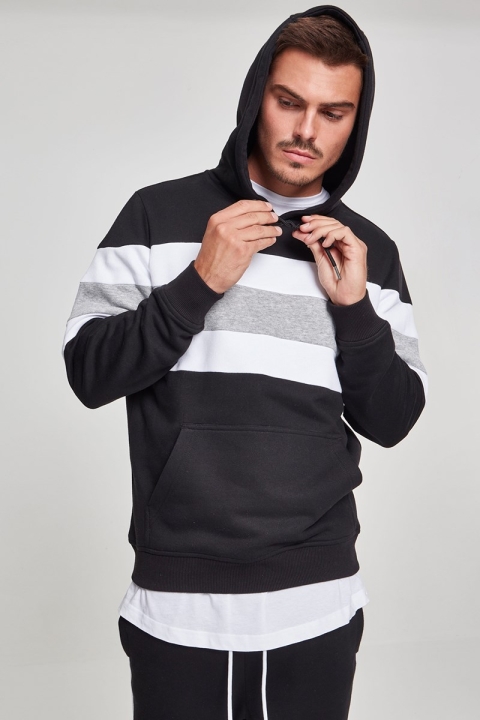 Klokkeban Classics Chest Striped Hoody Black/ White/ Grey