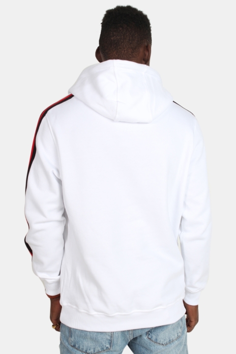 Klokkeban Classics TB2085 Stripe Shoulder Hoodie White/Black/Fire Red