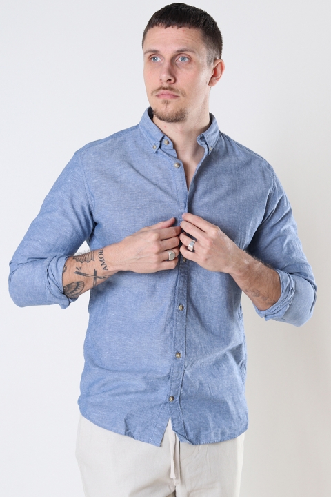 Jack & Jones Summer Linen Shirt LS Faded Denim