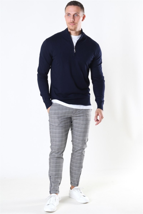 Jeff Argento Half Zip Strikke Navy