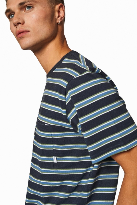 Woodbird Troi Striped Tee Navy