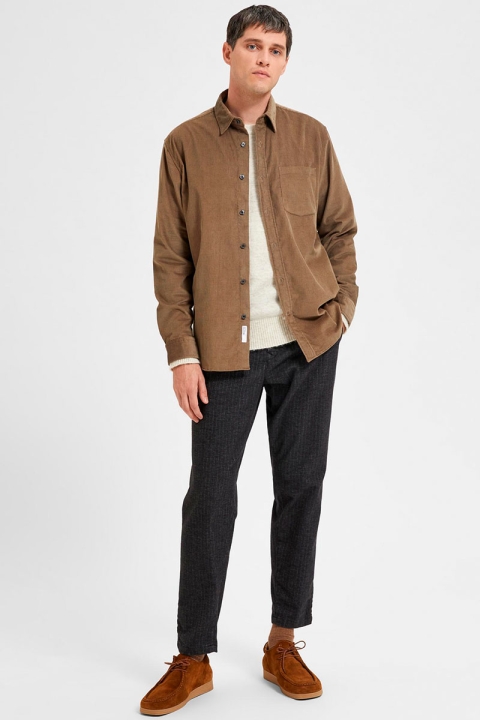 Selected SLHREGBENJAMIN CORD SHIRT LS W Brindle