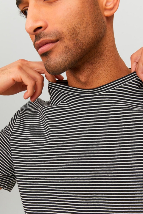 Jack & Jones Soft Linen SS Crew Stripe Tee Cloud Dancer