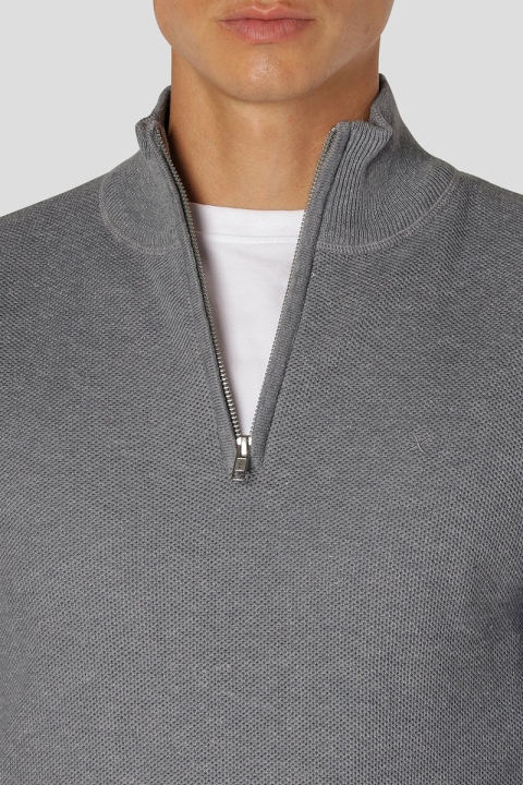 Clean Cut Copenhagen Lauritz Recycled half zip knit Light Grey Mel