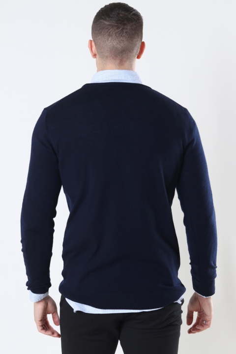 Clean Cut Copenhagen Merino Wool Crew Strikke Navy