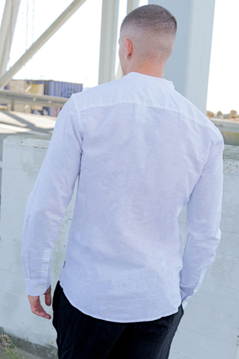 ONLY & SONS ONSCAIDEN LS SOLID LINEN MAO SHIRT NOOS White