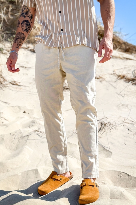 ONLY & SONS Linus Linen Pants  Silver Lining