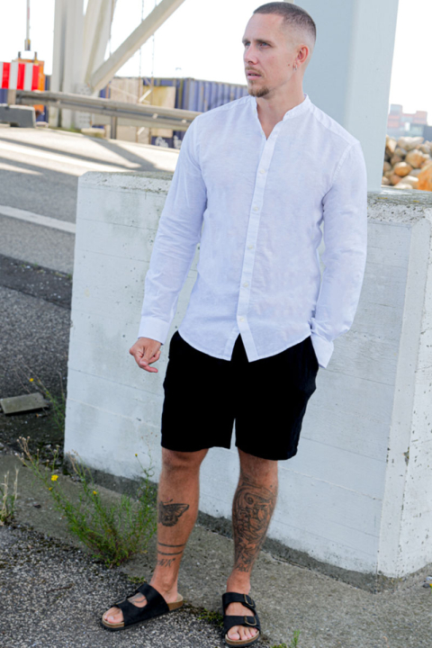ONLY & SONS ONSCAIDEN LS SOLID LINEN MAO SHIRT NOOS White