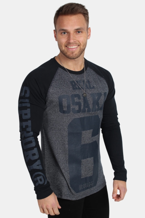 Superdry Real Osaka 6 L/S Raglan T-skjorte Navy Grit