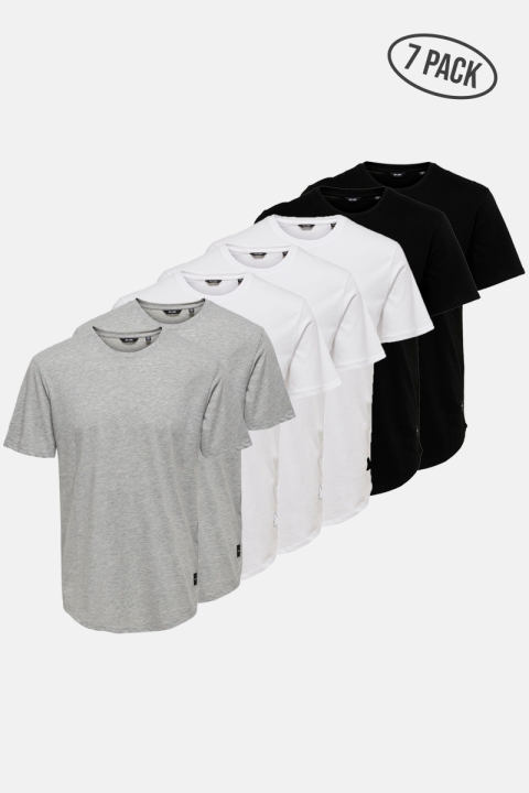 ONLY & SONS ONSMATT LONGY SS TEE 7-PACK BD Multi