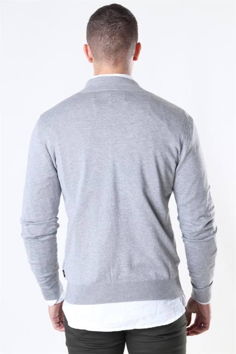 Jeff Chris Zip Strikke Light Grey Mix