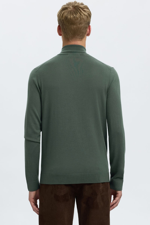 Selected Tray LS Merino Knit Half Zip Deep Forest