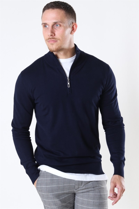 Jeff Argento Half Zip Strikke Navy