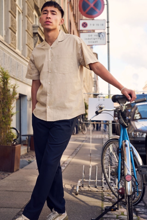 Clean Cut Copenhagen Bowling Cotton Linen Shirt SS Khaki