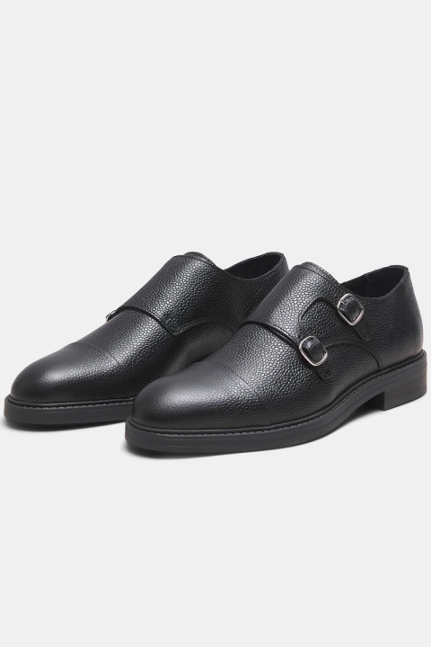 Selected SLHBLAKE LEATHER MONK SHOE B NOOS Black