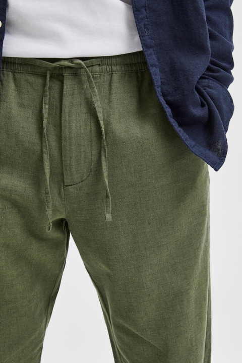 Selected SLHSLIMTAPERED-NEWTON LINEN PANTS W Olivine