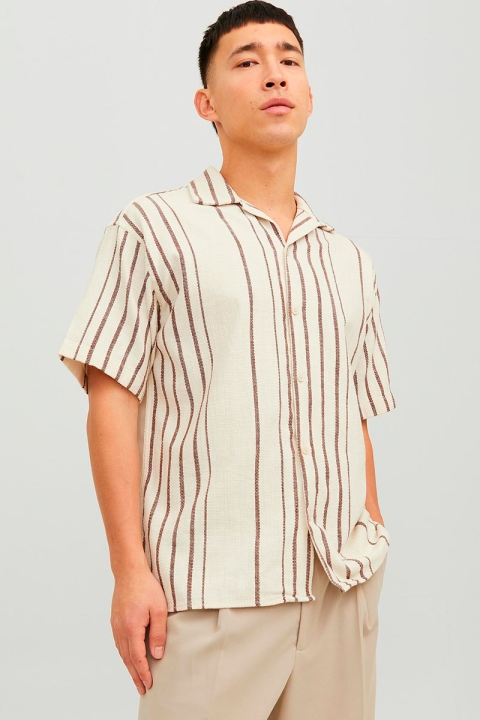 Jack & Jones Cabana Stripe Shirt SS Chestnut