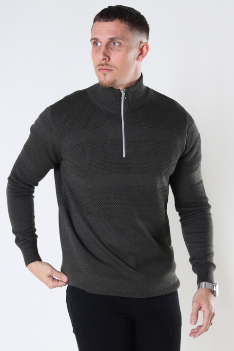 Kronstadt Hannes half zip cotton knit Army