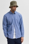 Selected SLHSLIMNEW-LINEN SHIRT LS W NOOS Medium Blue Denim