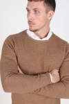 Clean Cut Aberdeen Crew Neck Strikke Warm Sand Melange