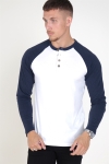 Only & Sons Elton Raglan Granddad LS T-skjorte White/Navy