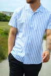 Selected SLHREGNEW-LINEN SHIRT SS RESORT W Allure Stripes