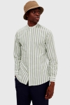 Selected SLHSLIMNEW-LINEN SHIRT LS BAND W Desert Sage Stripes