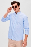 Selected SLHSLIMNEW-LINEN SHIRT LS BAND W Cashmere Blue