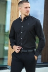 Clean Cut Copenhagen Oxford Stretch Plain L/S Black