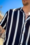 Jack & Jones Jeff Resort Stripe Shirt SS Black