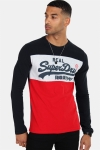 Superdry Vintage Logo Panel L/S T-skjorte Navy/Red/Grey