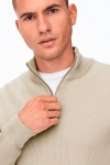 ONLY & SONS PHIL COTTON HALF ZIP KNIT Silver Lining