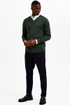 Selected BERG LS KNIT V-NECK Darkest Spruce Melange.