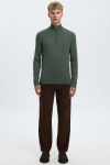 Selected Tray LS Merino Knit Half Zip Deep Forest