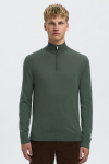 Selected Tray LS Merino Knit Half Zip Deep Forest