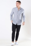 Only & Sons Luke LS Linen Mandarine Skjorte White/Blue Stripes