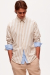 Selected Reg New Linen Shirt LS Kelp Stripe