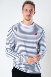 Kronstadt Timmi Organic/Recycled L/S stripe tee White / Navy