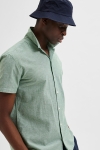 Selected SLHREGNEW-LINEN SHIRT SS RESORT W Dark Ivy