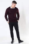 Lindbergh Merino O-Neck Strikke Dark Bordeaux