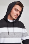 Klokkeban Classics Chest Striped Hoody Black/ White/ Grey