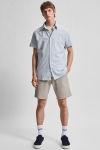 Selected SLHSLIMNEW-LINEN SHIRT SS CLASSIC W Sea Spray