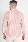 Clean Cut Copenhagen Jamie Cotton Linen Striped Shirt LS Orange/Ecru