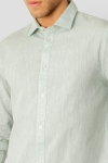 Clean Cut Copenhagen Jamie Cotton Linen Shirt LS Minty Green Melange