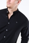 Clean Cut Copenhagen Oxford Mao Stretch L/S Black