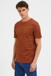 Selected SLHNORMAN STRIPE SS O-NECK TEE W NOOS Bombay Brown Black